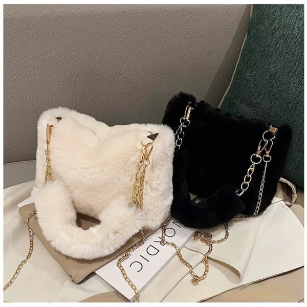 Square Plush Portable Fashion Simple Chain Bag Single-shoulder Bag - Image 2