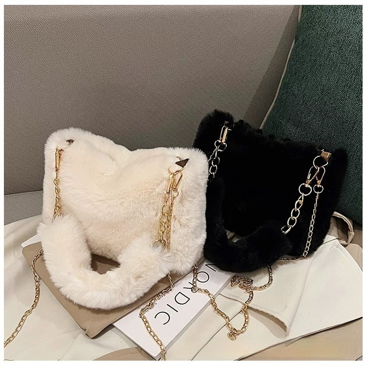 Square Plush Portable Fashion Simple Chain Bag Single-shoulder Bag - Image 2