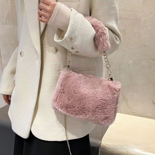 Square Plush Portable Fashion Simple Chain Bag Single-shoulder Bag - Image 6
