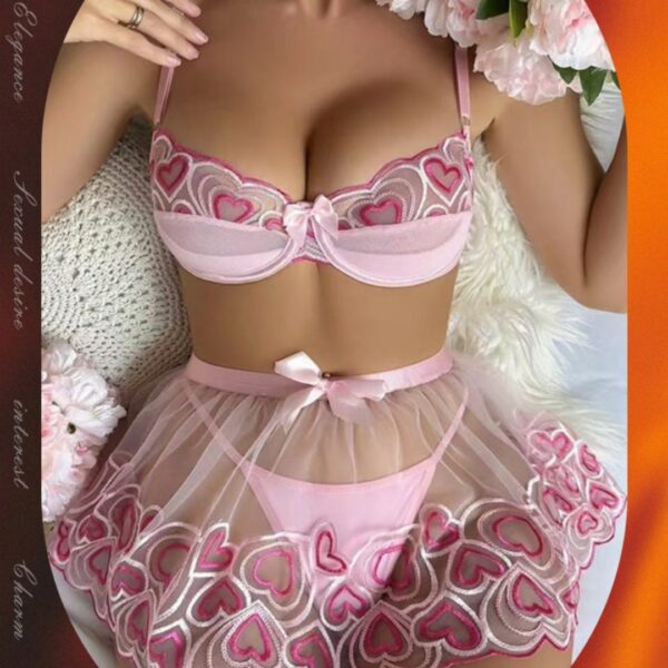 Seduction Velvet Nightdress Cross-border Love Embroidered Underwear Suit - Image 3