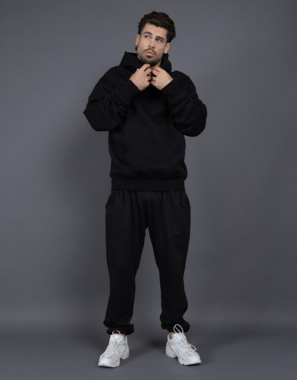 Men's Casual Loose Solid Color Hooded Sweatshirt Pants - Image 4